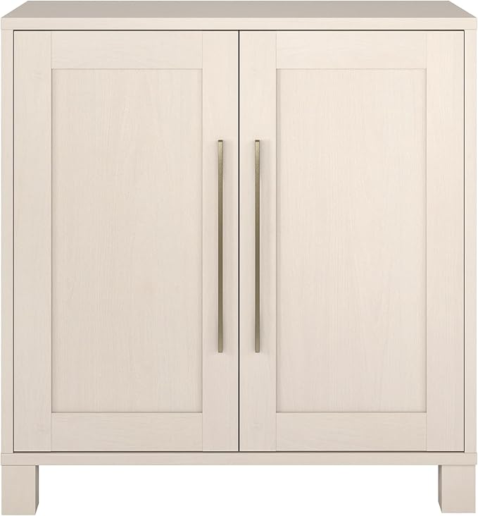 Henn&Hart 28" Wooden Accent Cabinet, Modern Sideboard Buffet Cabinet with 2 Doors and an Adjustable Shelf for Living Room, Dining Room, Bedroom or Entryway, Alder White