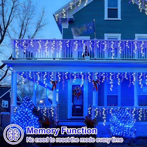 66ft 800 LED Blue and White Icicle Lights Outdoor Waterproof (66 Foot)