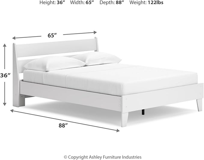 Signature Design by Ashley Socalle Casual Queen Panel Platform Bed, Foundation or Box Spring Not Needed, White