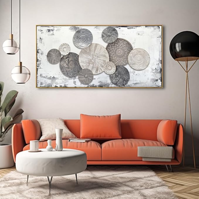 Wall Art Floral Rustic Wall Decor Brown and Grey Canvas Painting Abstract Wall Art for Bedroom Living Room Dining Room Home Office Decor 20"x40" with Framed