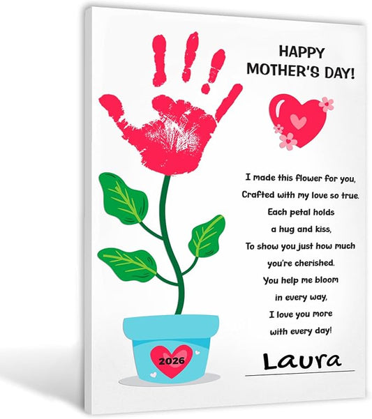 MIKAYENUS Mother's Day Handprint Craft - Baby Handprint Kit for Kids - Handmade Gifts for Mom & Grandma - DIY Art Activities - First Mother's Day Craft Gift - Kids Art Project Set