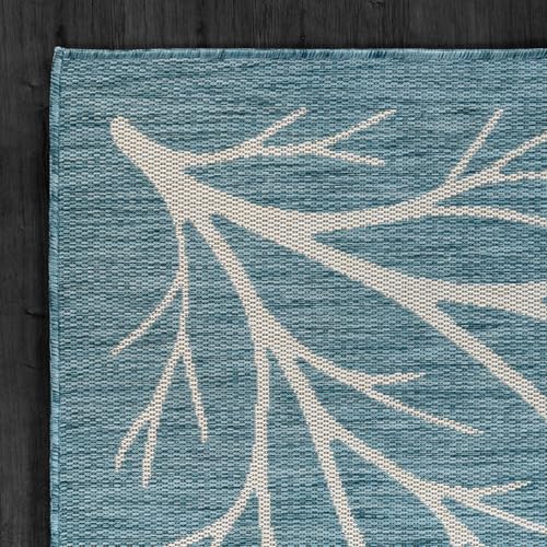 Washable Indoor Outdoor Rug 5x7 Modern Area Rugs Branch Pattern Non Shedding Waterproof Easy Clean Patio Deck Porch Living Room Bedroom Garden RV (35 Sq Ft)
