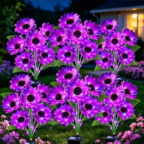 Solar Sunflower Lights 6 Pack with 36 Sunflower Solar Lights Outdoor Garden Decor