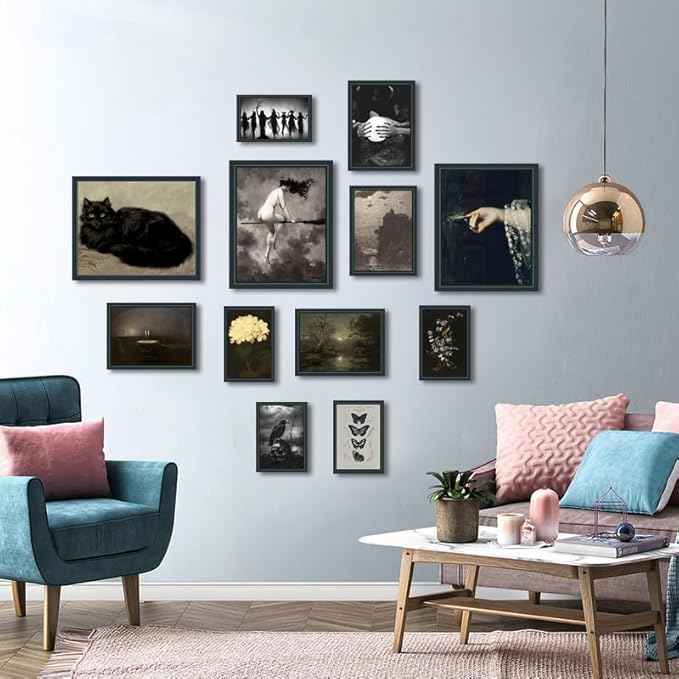 liflikwall Gothic Home Decor Edge Witch Wall Art,Dark Academy Room Decoration,Vintage Wall Art,Retro Minimalist Decorative Aesthetics,Home Living Room Bedroom Decoration (Unframed)