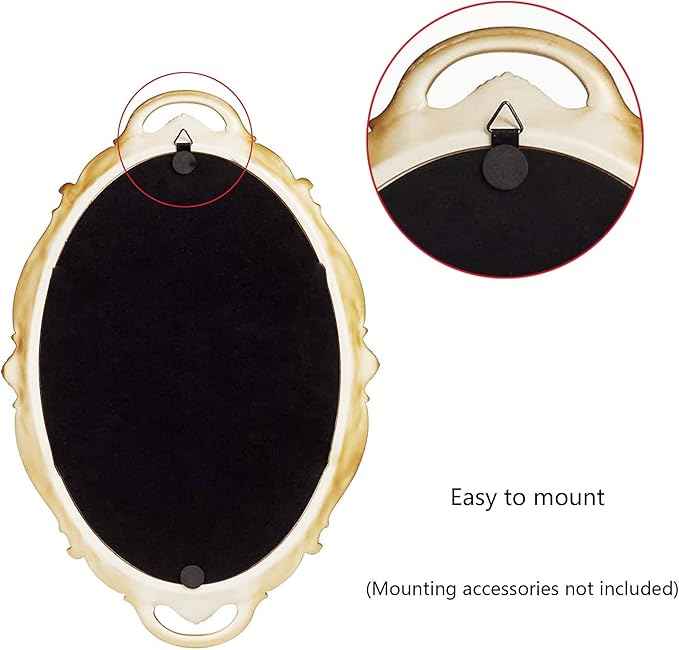 Vintage Decorative Gold Framed Mirror, Small Oval Wall Hanging Mirror -Small- 9.6" W x 14.3" L (Gold)