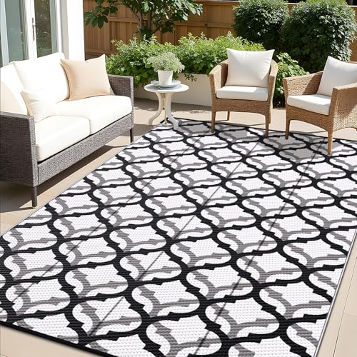 Outdoor Rug 8x10 ft Waterproof Reversible Braided Mat