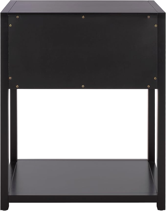 SAFAVIEH Home Collection - Yudi Black Nightstand, 1 Drawer 1 Shelf Bedside Table with Gold Metal Accent Pull, Fully Assembled (NST9201E)