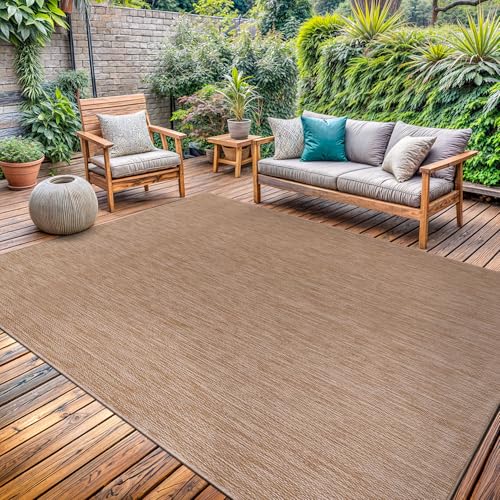 Washable Indoor Outdoor Rug 5x7 Weather Resistant Area Rugs Modern Solid Jute Rug for Porch Deck Balcony Backyard Patio Outside Carpet