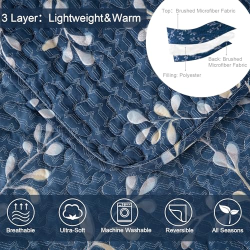 Reversible Boho Quilts Queen Size Navy