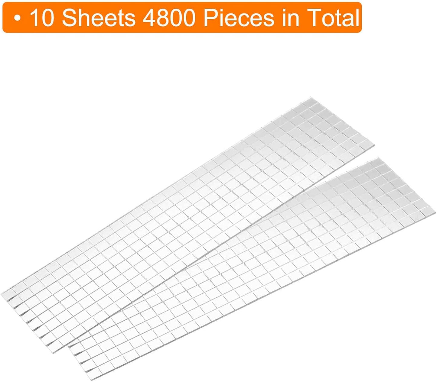 HARFINGTON 10 Sheet 4800 Pieces Self Adhesive Mirror Mosaic Tiles 5x5mm Small Square Mirror Tiles Sticker Disco Ball Stickers Mini Glass Tiles for DIY Craft Party Home Decoration, Silver