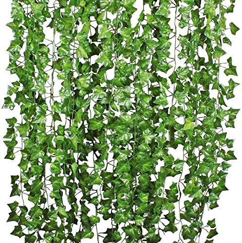 84 Feet 12 Strands Artificial Ivy Leaf Plants Vine Hanging Garland Fake Foliage Flowers Home Kitchen Garden Office Wedding Wall Decor