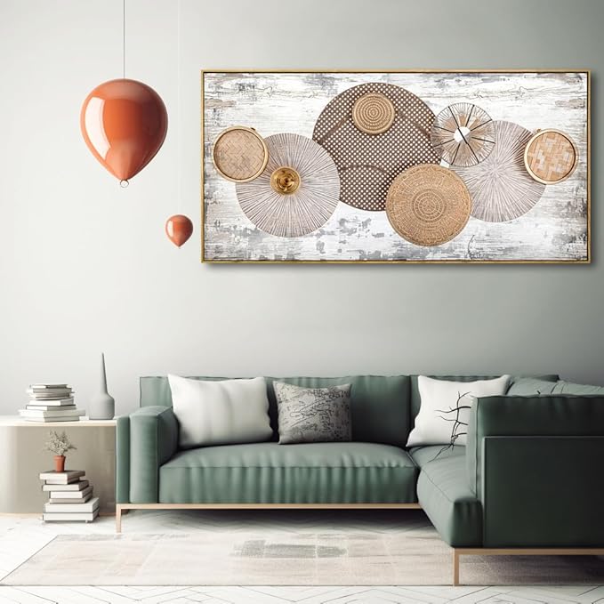 Wall Art Floral Rustic Wall Decor Yellow and White Canvas Painting Abstract Wall Art for Bedroom Living Room Dining Room Home Office Decor 24"x48" with Framed