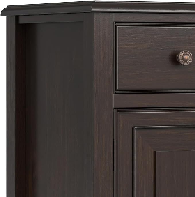 SIMPLIHOME Connaught Buffet - 67 inch Wide Solid Wood 4 Door Sideboard Cabinet in Dark Chestnut Brown, Traditional Dining Room Storage for Kitchen or Living Room with 2 Drawers and Adjustable Shelves