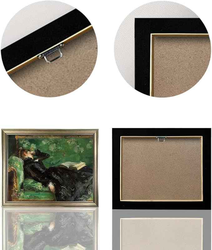 Framed Vintage Wall Art Woman Reading Canvas Print Poster Moody Oil Painting Living Room Bedroom Decor Home Artwork