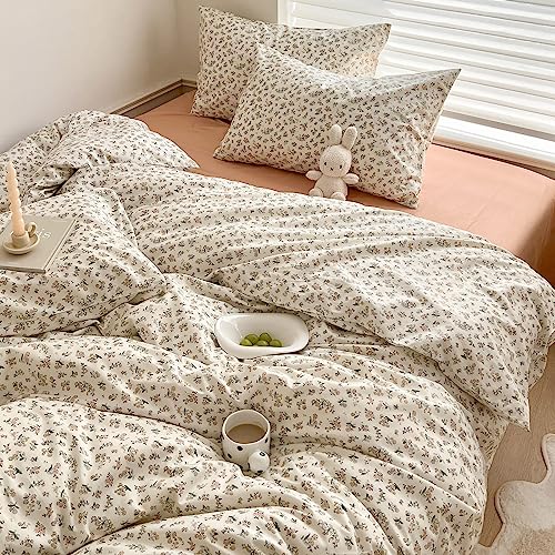 Vintage Style Boho Floral Comforter Set King Fluffy Soft Pink Floral Bedding Set Aesthetic Flower Botanical Comforter with 2 Pillowcases Farmhouse Boho Bedding Comforter King Size (3 Piece Set)