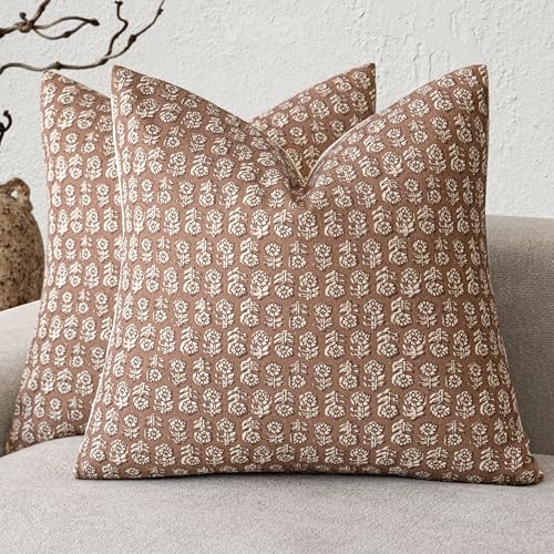 Floral Print Throw Pillow Covers 20×20 Inch (2 Count)