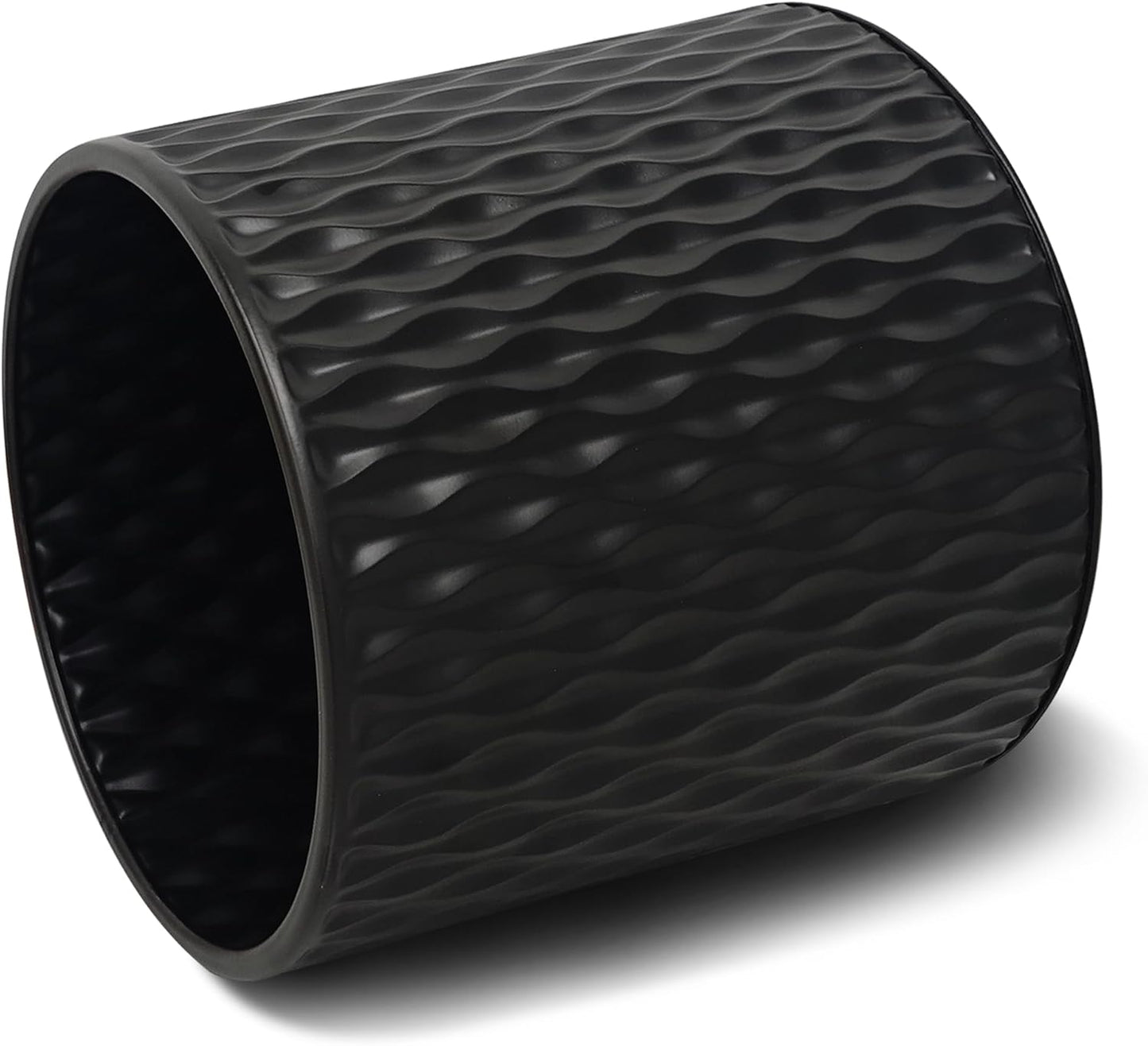 ARNIS Plants Pots with Stand, Set of 2 Planters, Unique Mid Century Decorative Metal Flower Pots with Drainage, 8.25 & 10.5 Inch, Black