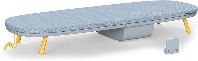 Joseph Joseph Pocket Folding Tabletop Ironing Board with Iron Holder and Wall Mount, Compact Space-Saving, Grey/Yellow