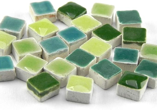 Make Real Mosaic, Micro Mosaic Tiles, 1000 Pcs 5x5 mm 0.19 inch Square Mix Green, MXVR