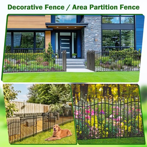 No Dig Garden Fence 32" H x 22.5'L with Gate Decorative Yard Dog Panels (6.32 Sq Ft)