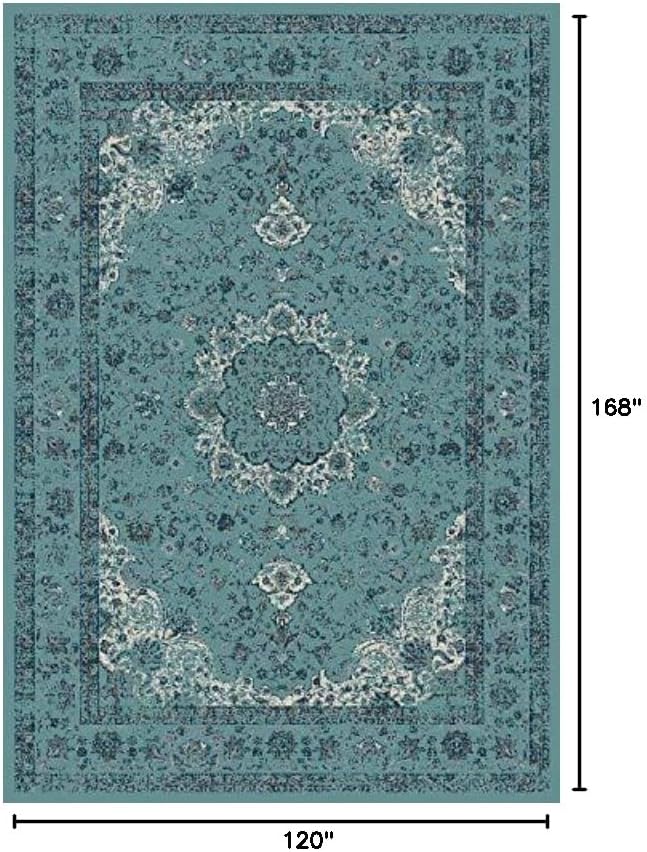 SAFAVIEH Area Rug 10x14 - Evoke Collection - Large - Light Blue, Shabby Chic Oriental Medallion Design, Non-Shedding & Easy to Clean, Ideal for Living Room, Bedroom, Dining Space (EVK220E)