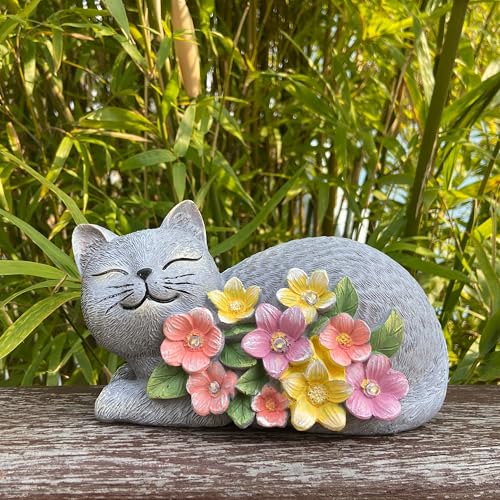 Solar Cat Garden Statue