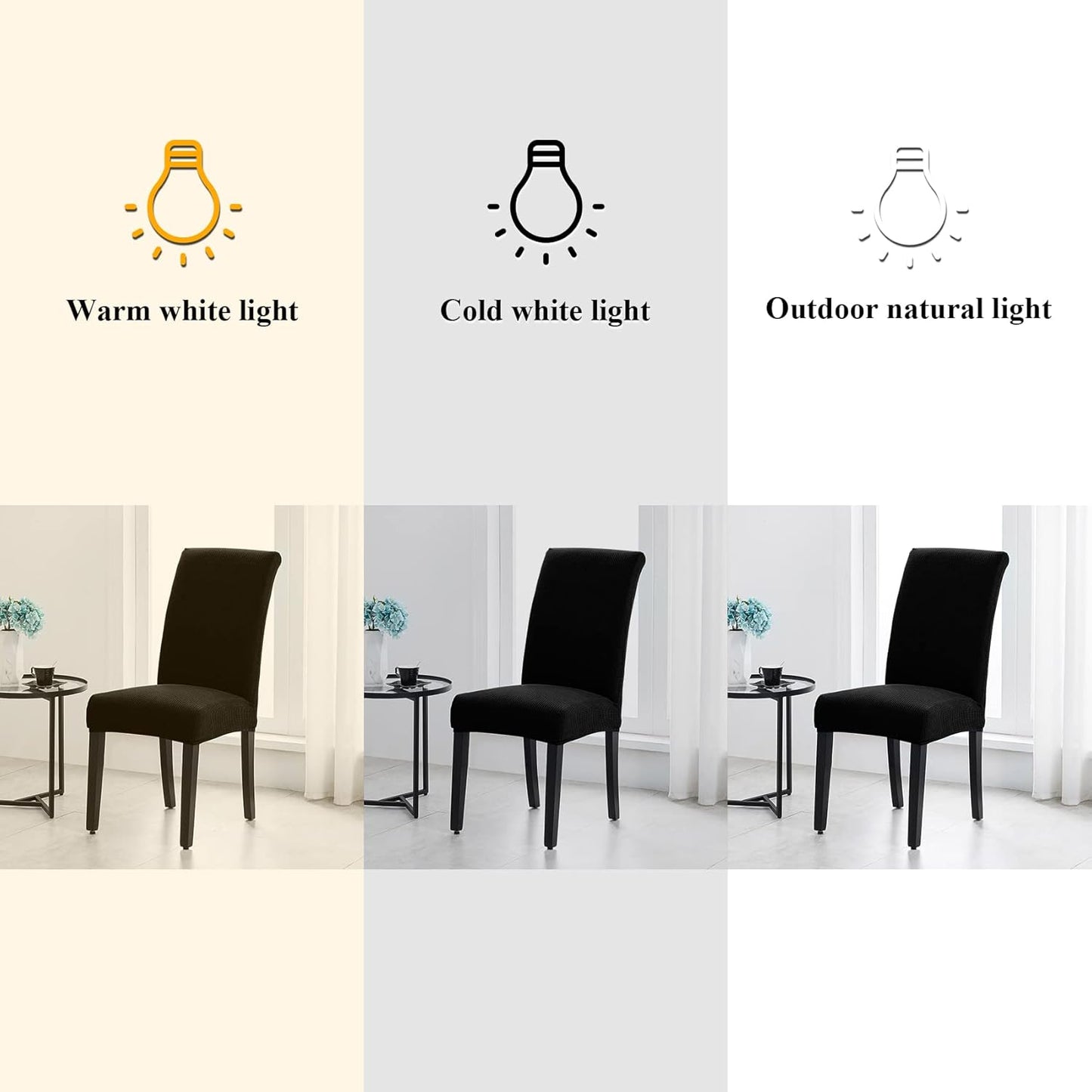 Joccun Chair Covers for Dining Room Set of 8, Dining Chair Slipcovers Stretch Dining Room Chair Covers Seat Protector,Washable Parsons Chair Cover for Home,Hotel,Banquet(Black,8 Pack)