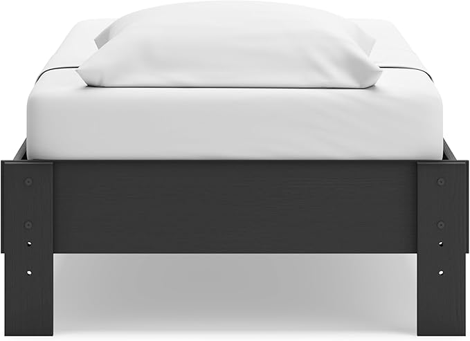 Signature Design by Ashley Socalle Casual Twin Platform Bed with Metal Slats, No Box Spring Needed, Black