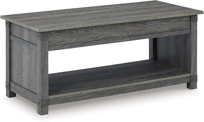 Signature Design by Ashley Freedan Rustic Farmhouse Lift Top Coffee Table, Gray