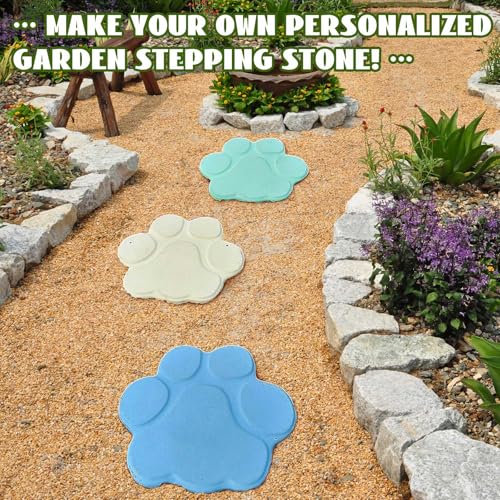 2 Pcs Paw Print Stepping Stone Molds for Concrete (2 Count)