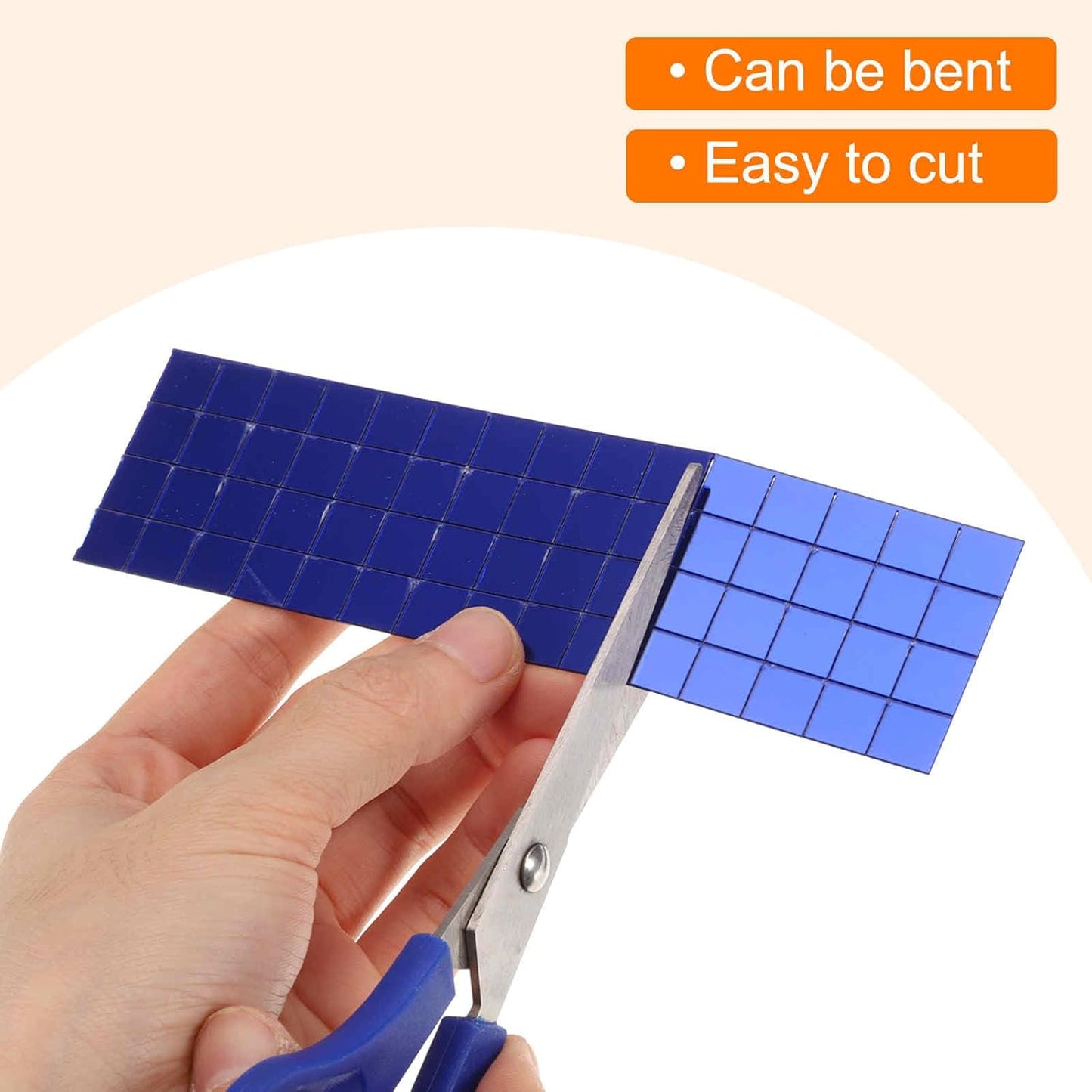 HARFINGTON 15 Sheet 7200 Pieces Self Adhesive Mirror Mosaic Tiles 5x5mm Small Square Mirror Tiles Sticker Disco Ball Stickers Mini Glass Tiles for DIY Craft Party Home Decoration, Blue