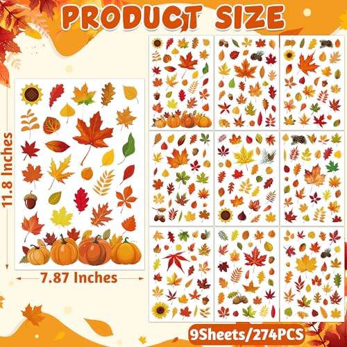 9 Sheets Fall Decorations (274 Count)