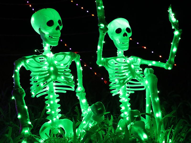 2Pack36 Halloween Lighted Skeleton Deco (Green Light)
