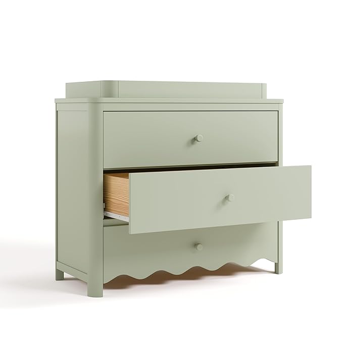 Storkcraft Casablanca 3 Drawer Chest with Removable Changing Topper (Sage) – GREENGUARD Gold Certified Wood Dresser for Baby & Kids, Interlocking Drawer System for Safety