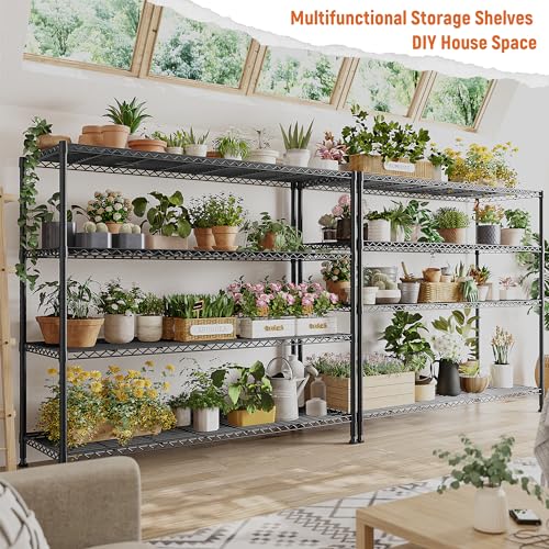 4 Tier Storage Shelves 45.3''W Wire Shelving Unit for Garage (2 Count)