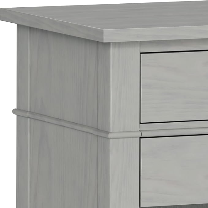 SIMPLIHOME Carlton Solid Wood 24 Inch Wide Contemporary Bedside Nightstand Table in Fog Grey, for The Living Room and Bedroom