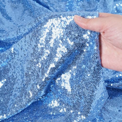 Sequin Tablecloth 60x102 Inch Baby Blue for Wedding Party