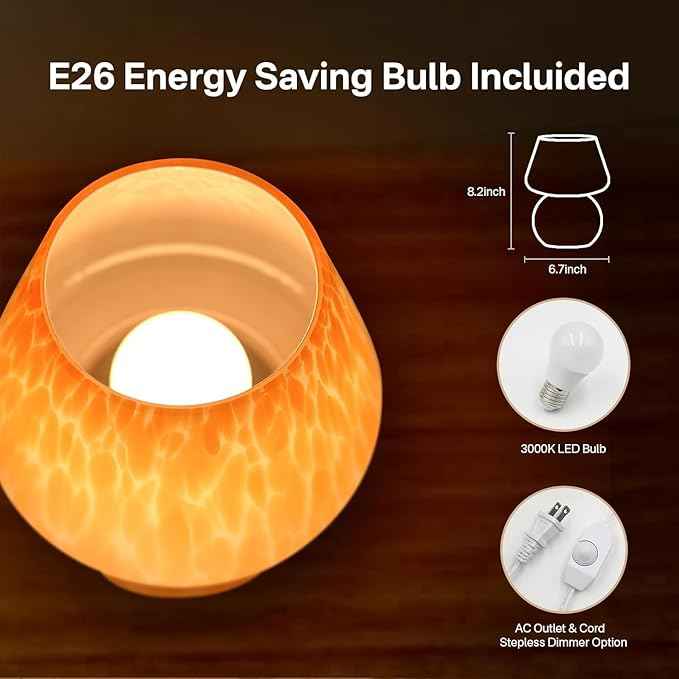 Mushroom Lamp Table Lamp for Bedroom,Small Desk Bedside Lamps for Living Room,Mushroom Decor Cute Mini Modern Mid Century Lamps for Night Stands,Aesthetic Home Living Room Decor(Flame Orange)