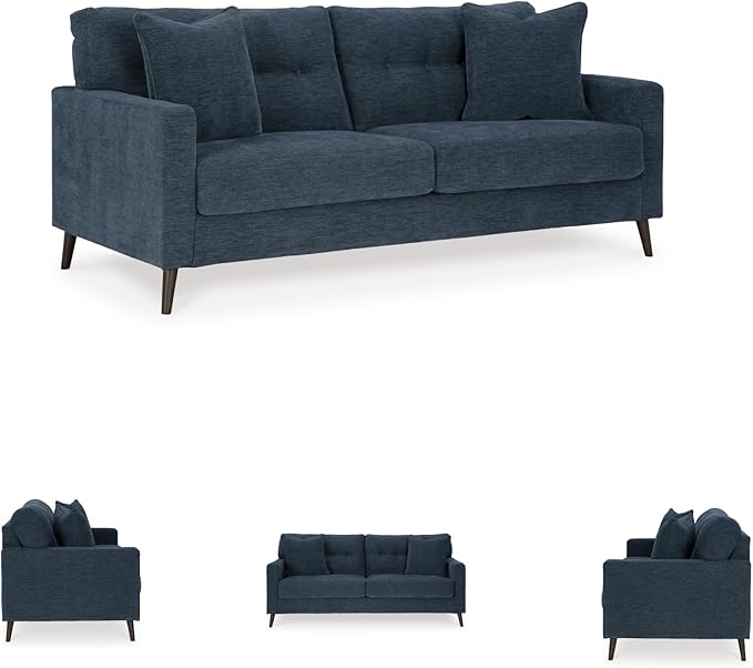 Signature Design by Ashley Bixler Classic Tufted Sofa with Removable Cushions, Blue