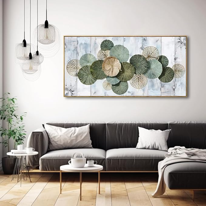 Wall Art Simple Wall Decor Green Canvas Painting Abstract Wall Art for Bedroom Living Room Dining Room Home Office Decor 30"x60" with Framed