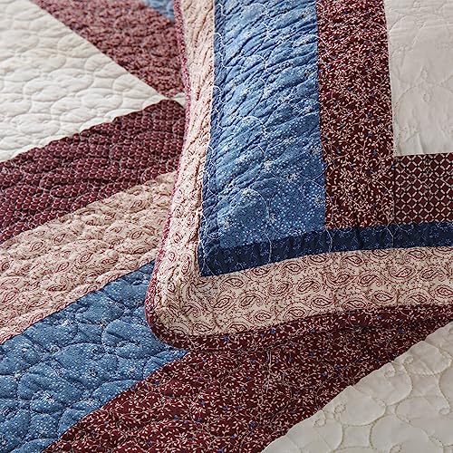 Cotton Bedding Quilt Sets 3 Pieces Reversible Coverlet Sets All Season Boys Real Patchwork Bedspread