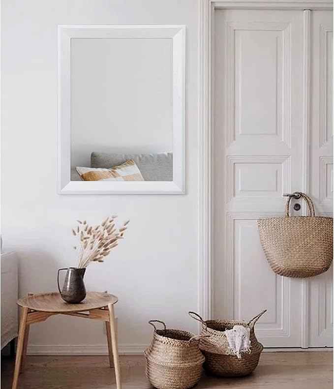 AAZZKANG Rectangular Wall Mirror Decorative Wood Framed Mirrors Large 28"x20" for Farmhouse Bedroom Bathroom Living Room Entryway Hanging Home Decor