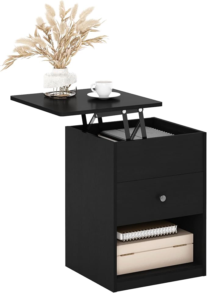 Furinno Jensen Lift Top Nightstand, Americano