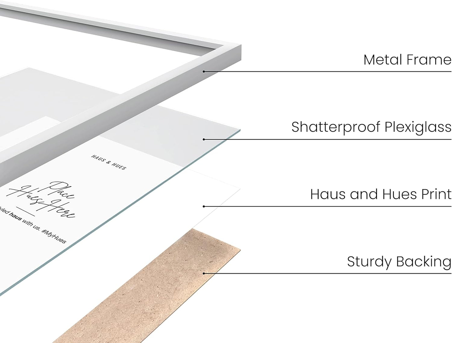 HAUS AND HUES Set of 4 Photo Frames 11x14 - Metal Picture Frames White Frames Gallery Wall, 11x14 Frame White Picture Frames Pack White Gallery Wall Frame Set of Frames (White Aluminum Frames)