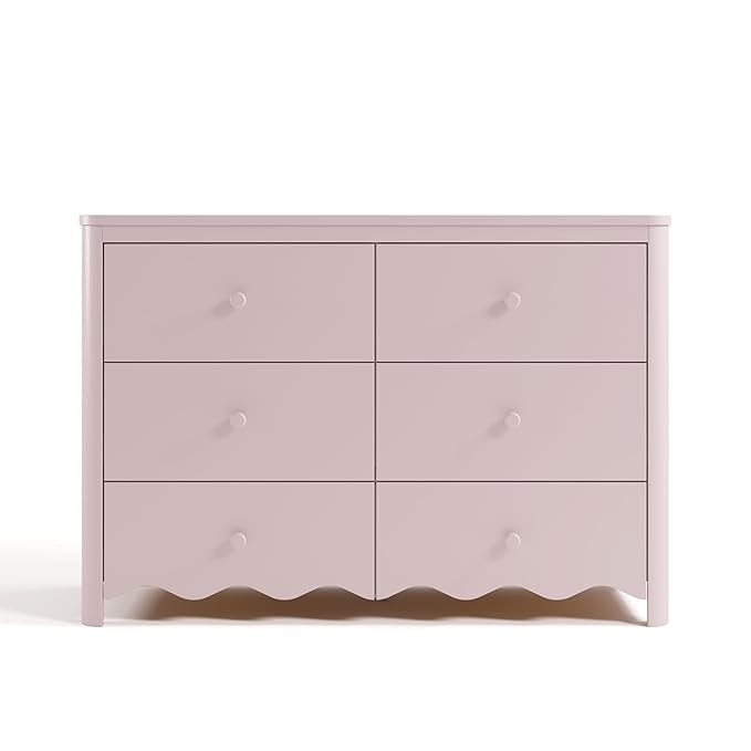 Storkcraft Casablanca 6 Drawer Dresser (Blush) – GREENGUARD Gold Certified, Nursery & Kids' Bedroom with Spacious Storage, Safety Interlocking Drawer System, Easy Assembly with Pre-Installed Tracks