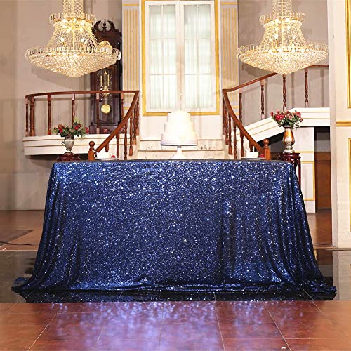 Sequin Tablecloth 60x120 Inch Navy Blue for Wedding Party