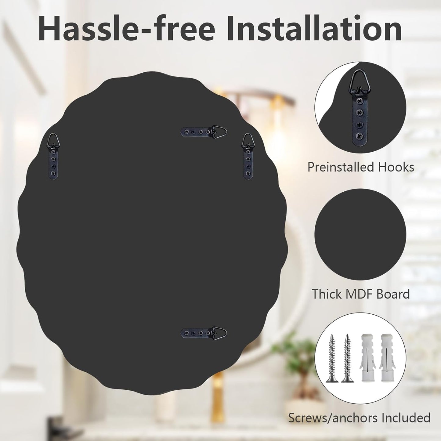 Pregaspor 28.4x40 Inch Frameless Oval Wall Mirror for Bathroom Sink, Minimalist Bathroom Vanity Mirror with Beveled Edge, Modern Mirrors for Wall Decor Living Room Entryway Bedroom