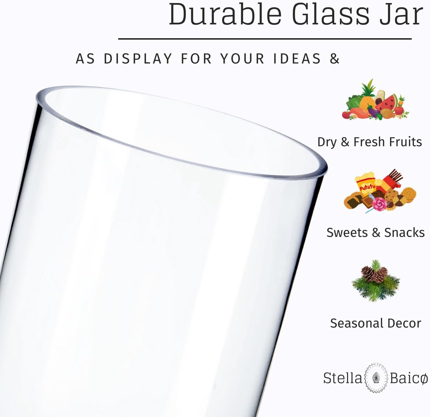 Clear Glass Apothecary Jars, Candy Jar with Lid, Elegant Decorative Jars for Wedding and Party