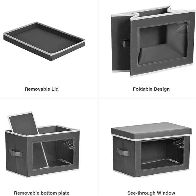 Storage Bins with Lids - Fabric Storage Boxes with Lids, Collapsible Storage Bins with Window, Decorative Closet Organizers and Storage for Clothes, Towels, Books, 3 Packs And 6 Packs