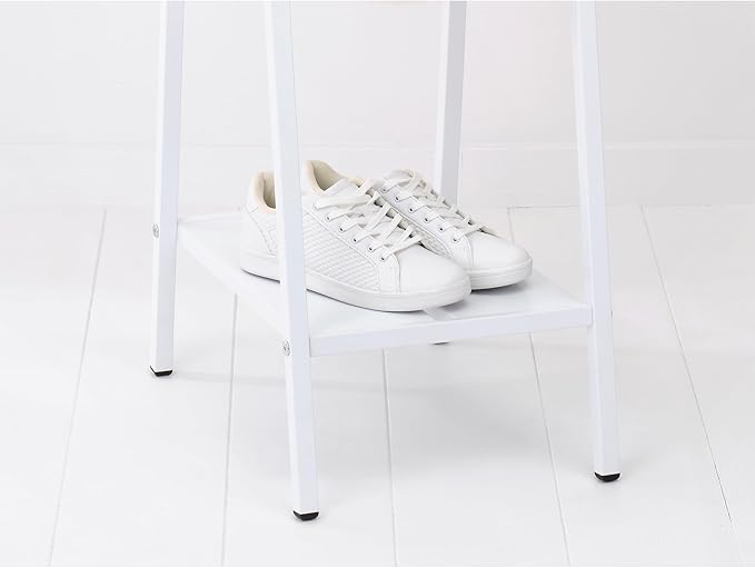 Brabantia - Linn Clothes Rack, Compact - Free Standing Clothing Rail - Clothes Storage - Hang, Air, or Dry Clothes - Sturdy Steel Frame & Bamboo Rod - 19 x 13 x 67 inches - White